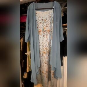 Floral Embroidered Dress with Sheer Overlay